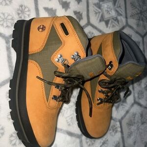 Timberland Tan and Green Hiking Boots